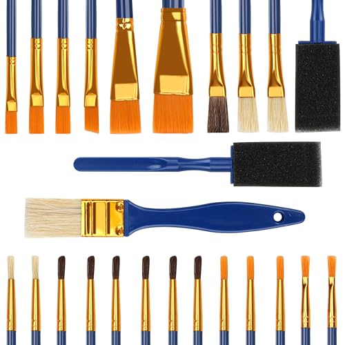 Halobios Painting Brushes, 25 All Purpose Paint Brushes Bulk Painting Brushes for Kids, Craft Paint Brushes for Acrylic Painting Oil Watercolor Gouache - size: 25-Mix