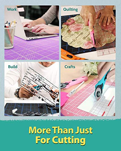 G+ Self-Healing Cutting Mat - True A4 9 x 12" (9 x 13" Full) Inches Purple/Black ; Self-Healing Double-Sided Durable Non-Slip Cutting Board for Crafts, Sewing, Fabric, Modeling and All Arts Projects - size: 13"L x 9"W
