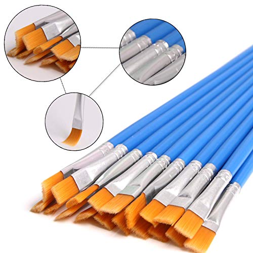 60 Pcs Flat Paint Brushes Bulk, Small Paint Brush Set for Painting | Shed-Free Nylon Bristles, Art Crafts School Projects, Versatile for Watercolor Oil Gouache Acrylic Painting - style: Flat Brushes