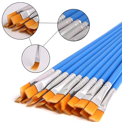 60 Pcs Flat Paint Brushes Bulk, Small Paint Brush Set for Painting | Shed-Free Nylon Bristles, Art Crafts School Projects, Versatile for Watercolor Oil Gouache Acrylic Painting - style: Flat Brushes