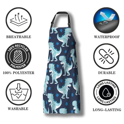 Funny Aprons for Adults Men Dinosaur Man Apron for Kitchen Cooking Restaurant BBQ Painting Crafting Gardening 27” (W) x 31” (H), Waterproof Apron - color: Dinosaur