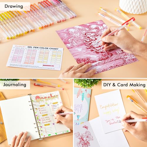 Shuttle Art 60 Pack Red Yellow Tone Gel Pens, 30 Red Orange Yellow Gel Pens with 30 Refills for Adults Coloring Books Journaling Drawing Nature, Landscapes, Animals Scenes - color: 60 Pack Red Yellow Tone