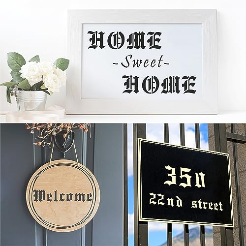 5 Inch Calligraphy Letter Stencils for Painting, 66 PCS Old English Lettering Stencils Reusable Alphabet Stencil Plastic Letters Numbers Templates for Painting on Wood Wall Fabric Art Crafts - size: 5 inch