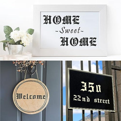 5 Inch Calligraphy Letter Stencils for Painting, 66 PCS Old English Lettering Stencils Reusable Alphabet Stencil Plastic Letters Numbers Templates for Painting on Wood Wall Fabric Art Crafts - size: 5 inch
