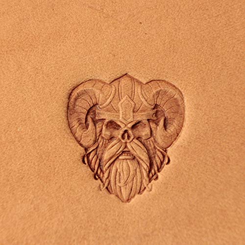 DandS ltd Leather Stamp Tool, Viking Skull, Professional Steel Craft Tool for Leatherworking, Embossing, Carving & Stamping Leather Projects, Belts Wallets & DIY Projects Compatible with Mallet #267 - color: Viking Skull 0.82x 0.75"
