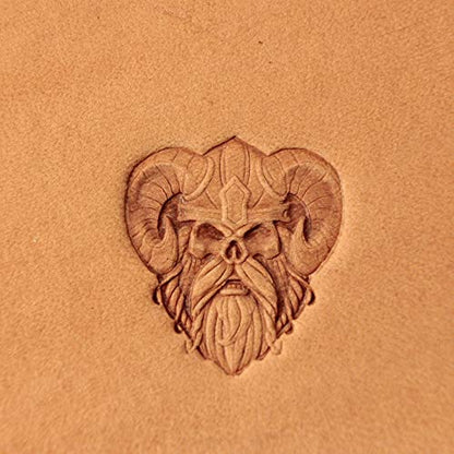 DandS ltd Leather Stamp Tool, Viking Skull, Professional Steel Craft Tool for Leatherworking, Embossing, Carving & Stamping Leather Projects, Belts Wallets & DIY Projects Compatible with Mallet #267 - color: Viking Skull 0.82x 0.75"