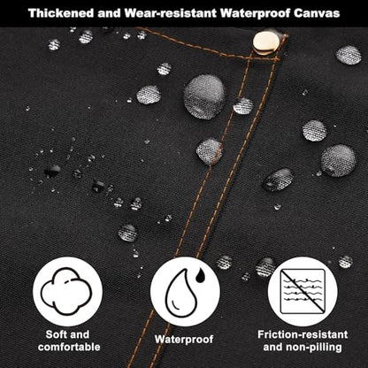 Chef Aprons for Women Men with Pockets(Functional and Large), Oil-Repellent & Water-Resistant Heavy-Duty Black Canvas with Adjustable Straps, Full-Coverage Protection for Cooking, Kitchen