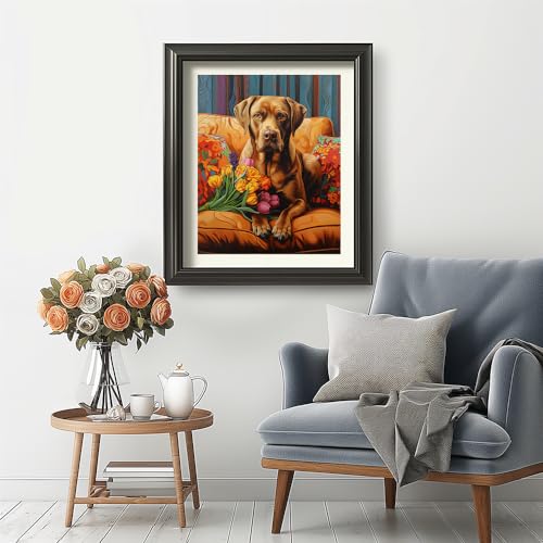 Natuyalo Paint by Numbers for Adults - DIY Adult Paint by Number Kits Painting on Canvas Dog on Sofa Painting by Numbers for Beginners, Animal Art Craft Kits for Adults (16x20 Inch) - color: ART-02