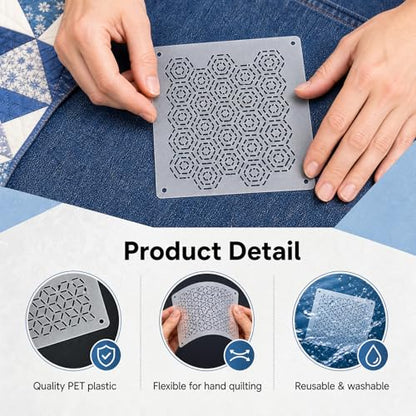 25 Pcs Sashiko Stencil, 4.7 X 4.7 Inch Plastic Sashiko Template Geometric Embroidery Patterns, Fabric Embroidery Stencils Quilting Templates Drawing Line for Hand Quilting Mending Supplies
