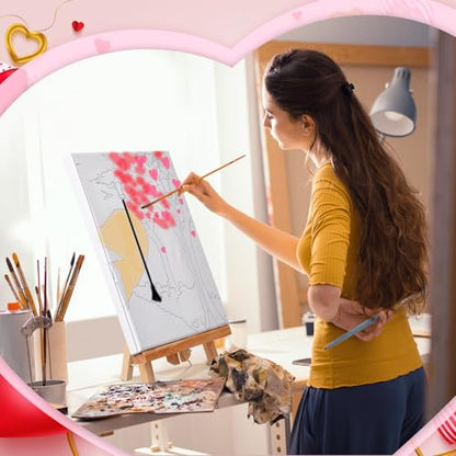 Zhanmai 2 Pack Sip and Paint Kit for Couples Date Night | 8 x 10 Inch, Pre Drawn Canvas Heart Road, Paint Party Supplies, Romantic Adult Activity, Includes Easels Aprons Brushes Set - size: 8 x 10 Inch, style: Romantic Road