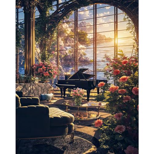 PRASIO Paint by Numbers Kit for Adults Beginner, Flower Landscape Adult Paint by Number Kits, DIY Acrylic Paint by Numbers Kit for Adults Canvas for Home Decor Gift 16x20 Inch - color: XM-OP-FlowerHouse-4050-1