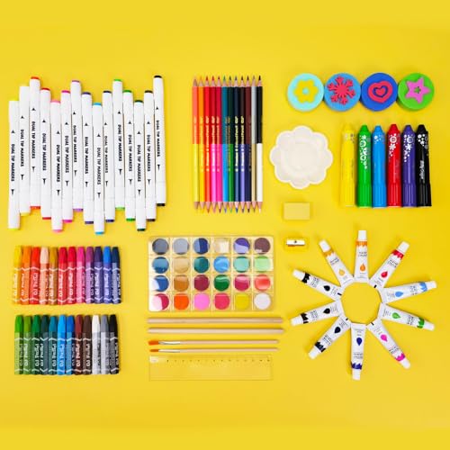 AmazeCat Art Supplies,159-Piece Deluxe Art Set,Drawing &Painting Kits for Kids,Gift Box for Adults Artists Kids Teens Girls Boys 4-12 (Pink) - color: 159Set-Pink