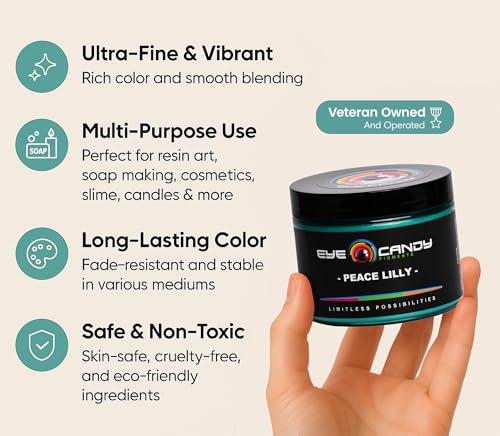 Eye Candy Pigments Premium Green Mica Powder - Peace Lilly (50gr) - for Epoxy, Resin, Soap, Paint, Woodworking, Acrylic Pouring, Bath Bombs, Fishing Lures - DIY Arts and Crafts Additive - color: Peace LIlly