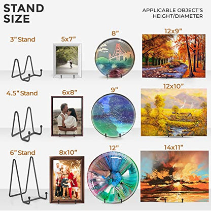 TR-LIFE 4 Pack 3 Inch Small Display Stands - Plate Holder Stand for Picture Frame, Book, Photo Easel (Black) - size: 3 Inch