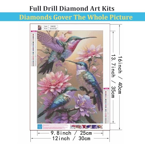 Mosaflare 5D Hummingbird Diamond Painting Kits for Adults 12x16 Inch - color: KM580-1