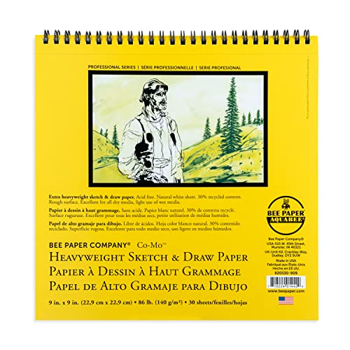Bee Paper 9" x 9" Co-Mo Heavyweight Sketch Paper Pad, 30 Sheets