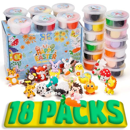 Air Dry Clay Kits,18 Animals Modeling Magic Clay for Kids, DIY Model Magic Clays,18 Set Molding Clays, Ultra Light, Soft & Non-Sticky, Arts and Crafts Gift for Kids