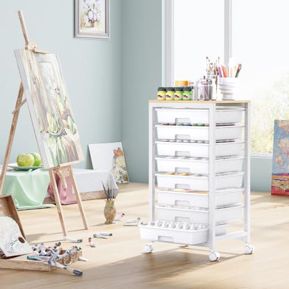 SYKIARIOL Rolling Cart with 8 Drawers,White - color: White, size: 8 Drawers