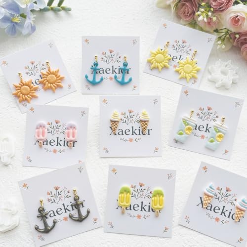 Nautical & Summer Fun Polymer Clay Cutters Set - 9pcs Coastal Shapes Including Lighthouse, Anchor, Ship Wheel, Ice Cream & Sunglasses for DIY Earring Jewelry, Soft Clay Crafts & Scrapbooking - color: Q color