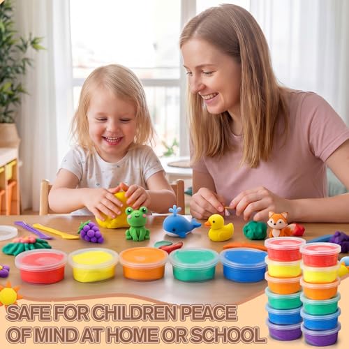 VioraWhite 48 Pcs Air Dry Clay Bulk 1.6lb Modeling Clay Kit,Multicolor | Soft & Stretchable, Magic Foam for Kids, DIY Molding, Arts & Crafts, Boys Girls Party Favors, Cosplay Sculpting Supplies - color: Multicolor
