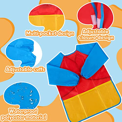 Zkptops 18 Pack Kids Art Smocks Waterproof Kid Painting Aprons Toddler Art Smock Kids Paint Smock with Long Sleeve 3 Roomy Pockets for Age 3-7 Years - color: 18 Pack