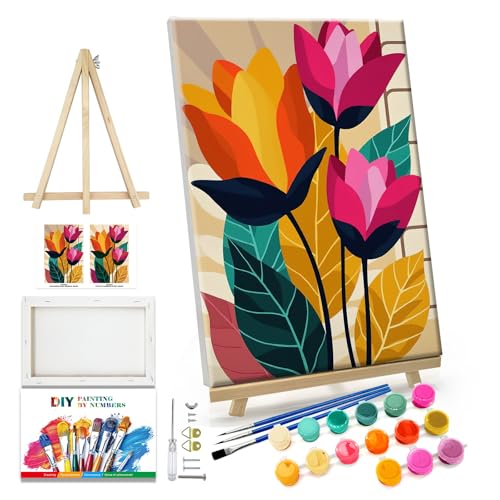 JOOZ Paint by Numbers Kit for Adults with Frame Flower Paint by Number - color: Flowers 077
