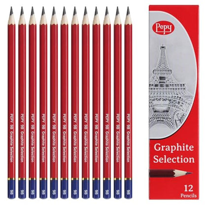 Pepy Graphite Professional Drawing Pencils - Set of 12 9B Pre-Sharpened Black Lead Pencils; Perfect for Drawing, Sketching and Shading, Graphic and Fine Art - style: Set of 12 - 9B