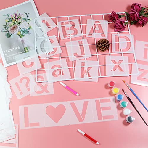 YEAJON 3 Inch Letter Stencils Symbol Numbers Craft Stencils, 66 Pcs Reusable Plastic Alphabet Templates for Painting on Wood, Wall, Fabric, Rock, Glass, Signage - size: 3 Inch