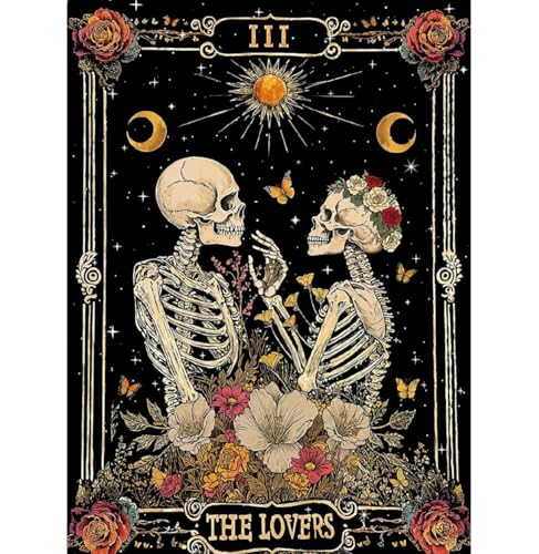 Skull Diamond Art Kits for Adults Funny Diamond Painting Kit for Beginner | Skeleton The Lovers 5D DIY Diamond Dots Full Drill Crafts for Gem Art Dot Art for Adults Home Wall Decor for Teens 12x16 in - color: DP03270