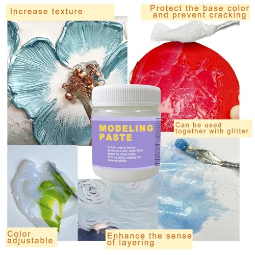 Acrylic Modeling Paste 3D Art Texture Paste 9.88oz/280ml, Ideal for Wood/T-Shirts/Glass/Stone, Sculpting Material Fast Drying Gesso Alternative DIY Crafts Projects (Transparent Texture Paste) - color: Transparent Texture Paste