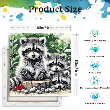 Paint by Numbers Kit for Adults,Raccoon DIY Paint by Number With Frame - color: MT6133