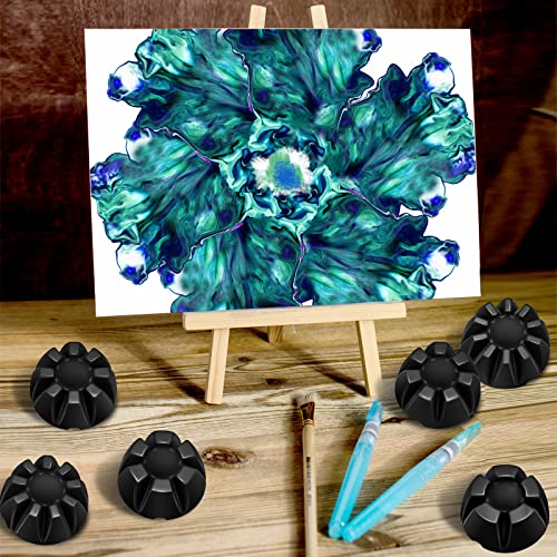 6 Pieces Flower Pour Cup for Paint Pouring 6/7/8/9/10 Slot Acrylic Paint Tools Supplies Flower Strainer for DIY and Creating Patterns Art Supplies(Black) - color: Black