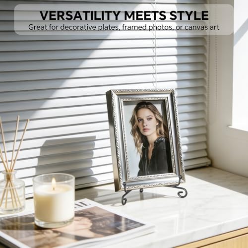 Artliving Plate Stands for Display, 5 Inch Black Iron Easel Plate Display Photo Holder Stand, Displays Picture Frames, Decorative Plates, Tablets and Art (2 pack) - size: 5 inch(2 pack)