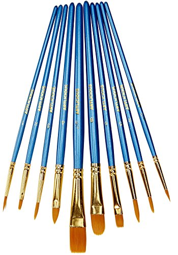 Artlicious Paint Brushes - Acrylic Set and Detail Paint Brushes for Kids - Use with Craft, Watercolor, Oil, Face Art, Washable, Miniature Detailing and Rock Painting - style: 10 Pack