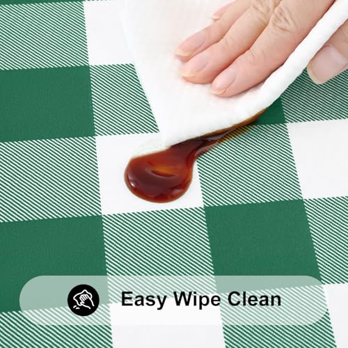Smiry 4 Foot Picnic Table Cloth, Flannel Backed Fitted Vinyl tablecloths | Waterproof Elastic Rectangle Tablecloth ,Buffalo Plaid Table Covers for Dining, Camping (Emerald Green and White, 24" x 48") - color: Emerald Green and White, size: 48" x 24" (Rect