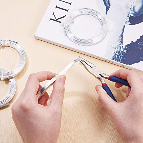 Pandahall 6.56 Feet 18 Gauge Aluminum Craft Wire 5x1mm Bezel Strip Wire Silver Flat Wide Bendable Wire Metal Artistic Wires for Sculpting Armature Floral DIY Craft Jewelry Making