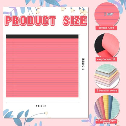 Lincia 6 Pcs Legal Pads Landscape Notebook, Childish Color - color: Childish Color