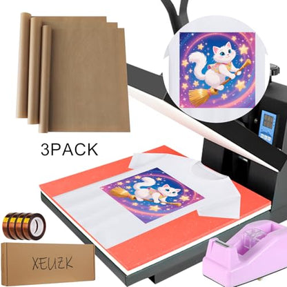 XEUZK Sublimation Shirts Tool Kits With 8 T Shirt rulers, 3Pack Teflon Sheet for Heat Press 12*16in, Heat Resistant Gloves & Silicone Bumps, 2 Rolls Heat Resistant Tape & Sublimation pencil (Violet) - color: Violet