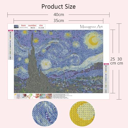 Muzagroo Art Van Gogh Diamond Painting Kits for Adults, DIY 5D Diamond Art Kits for Beginners, Starry Night Arts and Sunflower Crafts Diamond Art for Living Room, Kids Room 4 PCS Wall Art - color: 08-Van Gogh