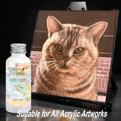 EIGTWEN Matte Varnish for Acrylic Painting, 100ml Clear Acrylic Varnish | Acrylic Paint Sealer, Clear Acrylic Paint, Prevents Yellowing, Maintains Long-Lasting Color - size: matte