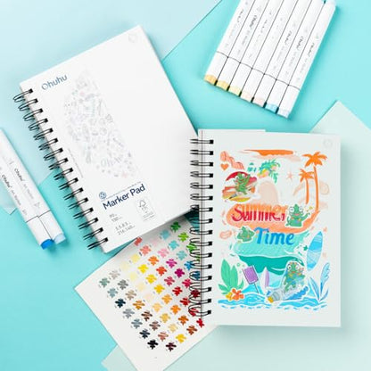 Ohuhu 5.5"x8.5" Double-Sided Bleedproof Marker Pad Art Sketchbook 60 Sheets - size: 5.5" x 8.5"
