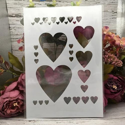 TIAMECH A4 Reusable Love Hearts Stencil for Painting - style: Love Hearts