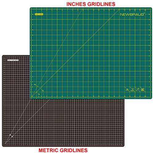 NEWBRAUG 18'' × 24'' Perfect Self Healing Cutting Mat, Non-Slip Gridded Rotary Cutting Board, Necessary for Quilting, Sewing, Craft, Fabric & Scrapbooking(Green/Black)… - color: Green & Black, size: 18"L x 24"W