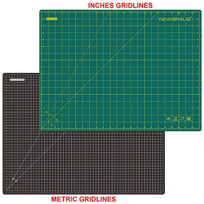 NEWBRAUG 18'' × 24'' Perfect Self Healing Cutting Mat, Non-Slip Gridded Rotary Cutting Board, Necessary for Quilting, Sewing, Craft, Fabric & Scrapbooking(Green/Black)… - color: Green & Black, size: 18"L x 24"W
