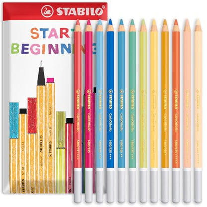 STABILO Chalk-Pastel Pencil CarbOthello - Pack of 12 - Pastel Tones