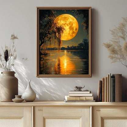 Moonlight Lakeside Diamond Art,A Romantic and Serene Golden Full Moon Diamond Art Kits for Adults Beginner,Gift for Mother 5D DIY Full Drill Diamond Painting Gem Art, Home Wall art (12x16 inch) - color: DP03656