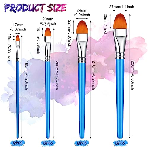 Sherr 48 Pcs Paint Brush Set Bulk Acrylic Brush Wood Paint for Detail Art Crafts Kids Artist Adult Watercolor Oil Face Body(1.1, 1, 0.8, 0.7 Inch,Filbert Style) - color: Filbert Style, size: 1.1, 1 0.8, 0.7 Inch