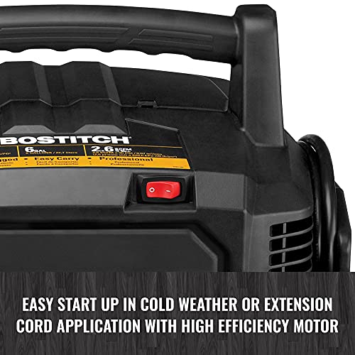 BOSTITCH Air Compressor Kit, Oil-Free, 6 Gallon, 150 PSI, Quiet Lightweight Pancake Air Compressor (BTFP02012-WPK)