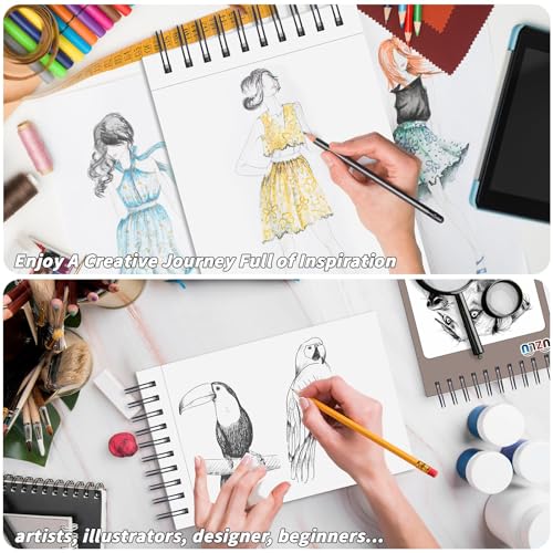 UZLU 6 Pcs Sketchbook Bulk 9 x 12 in 600 Sheets Top Spiral Bound Sketch Pad Drawing Paper 100 Sheets Each Acid Free Mixed Media Sketch Book 68lb/100gsm Art Supplies for Beginner Artist - size: 9x12in