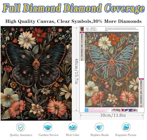Dugsmgd Butterfly Diamond Art Kits for Adults, Diamond Painting 12x16 Inch - color: Butterfly